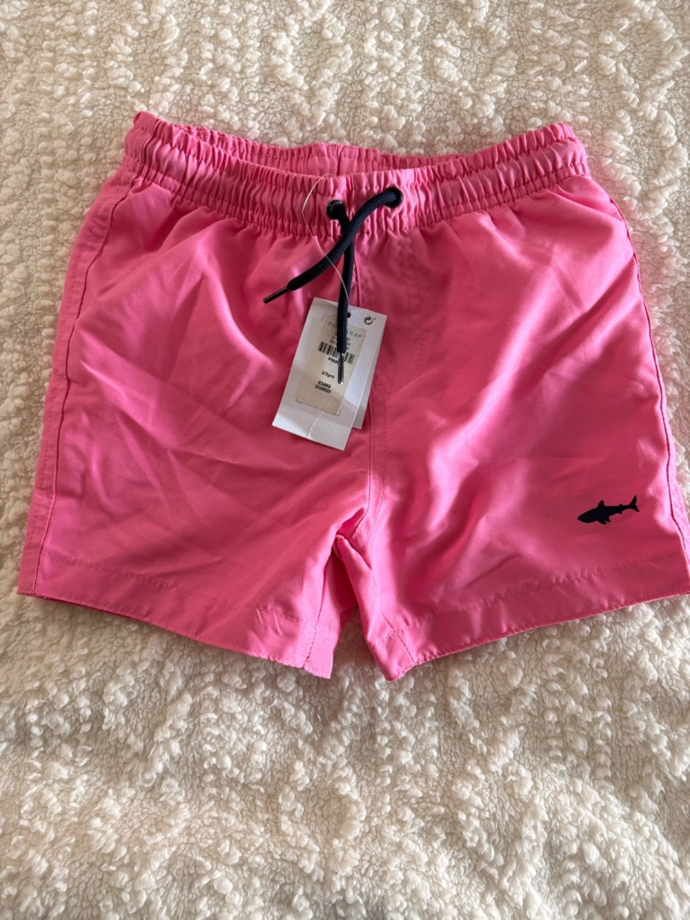 Primark Bright Pink Boys Swim Trunks with Shark Motif
